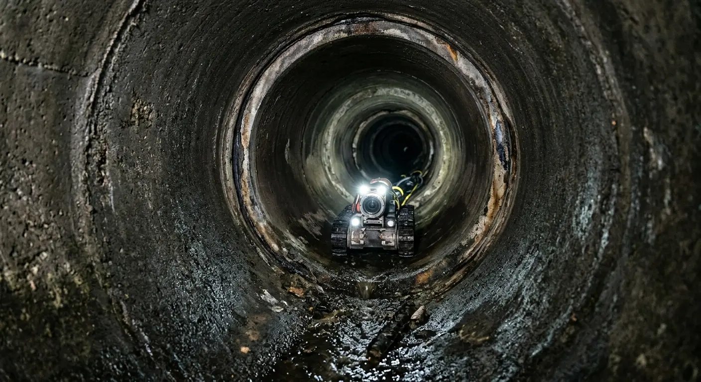 Robotic sewer camera inspecting pipe interior for Drain Snake Service in Groveland